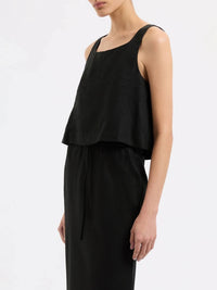 Nude Lucy - Thilda Linen Top - black - clothing - crop - tops