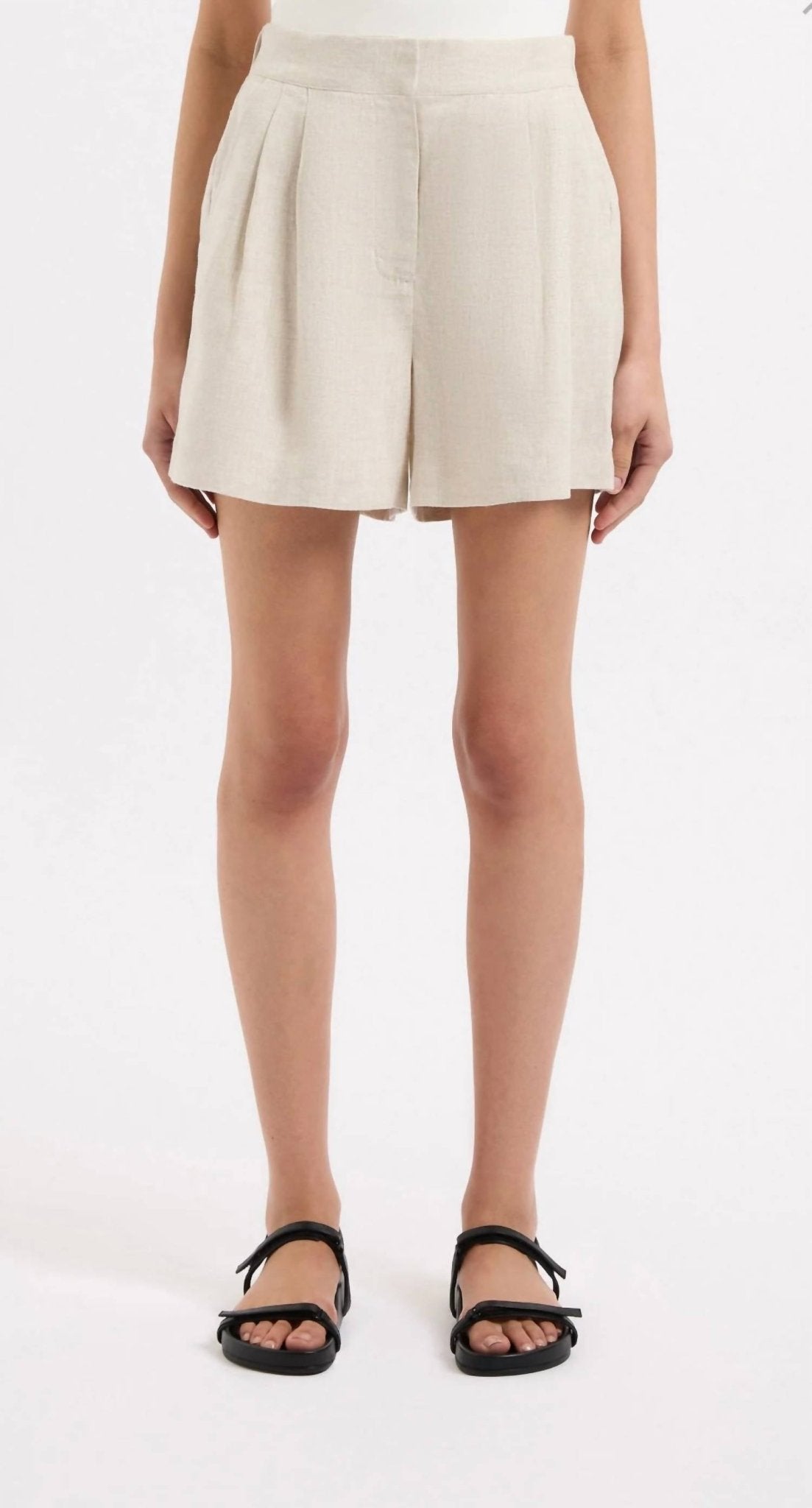 Nude Lucy - Thilda Tailored Shorts - beige - clothing - high - waist
