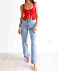 Nude Lucy - Women's Organic Split Hem Jeans - blue - clothing - cotton