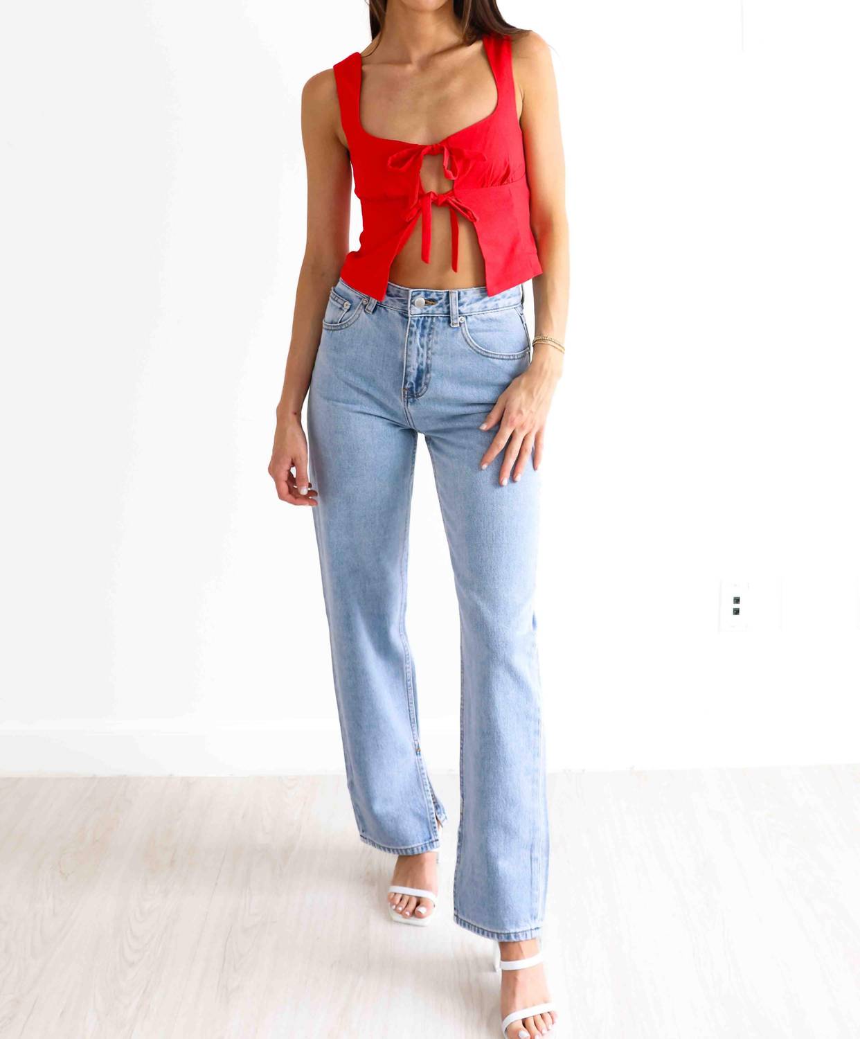 Nude Lucy - Women's Organic Split Hem Jeans - blue - clothing - cotton