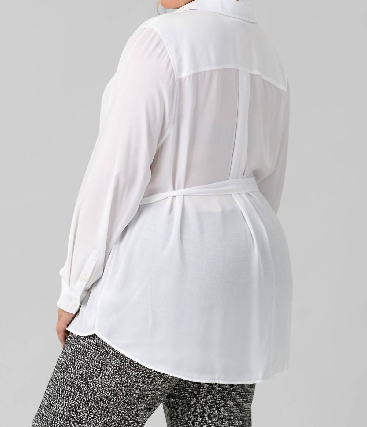 Nydj - Belted Tunic Collared Blouse - Plus