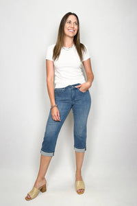 Nydj - Marilyn Straight Crop Jeans With Cuffs - ankle - blue - clothing
