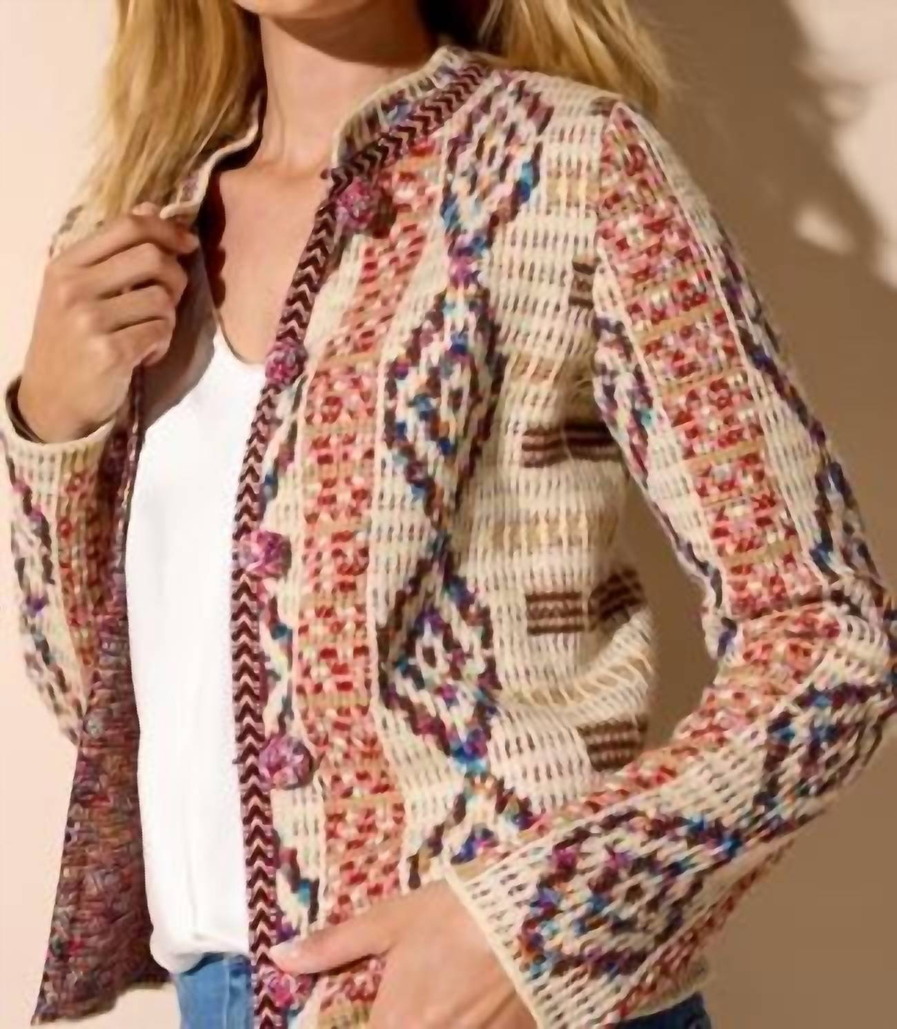 Nzt By Nic+Zoe - Color Weave Knit Jacket - bomber - jackets - brown - clothing