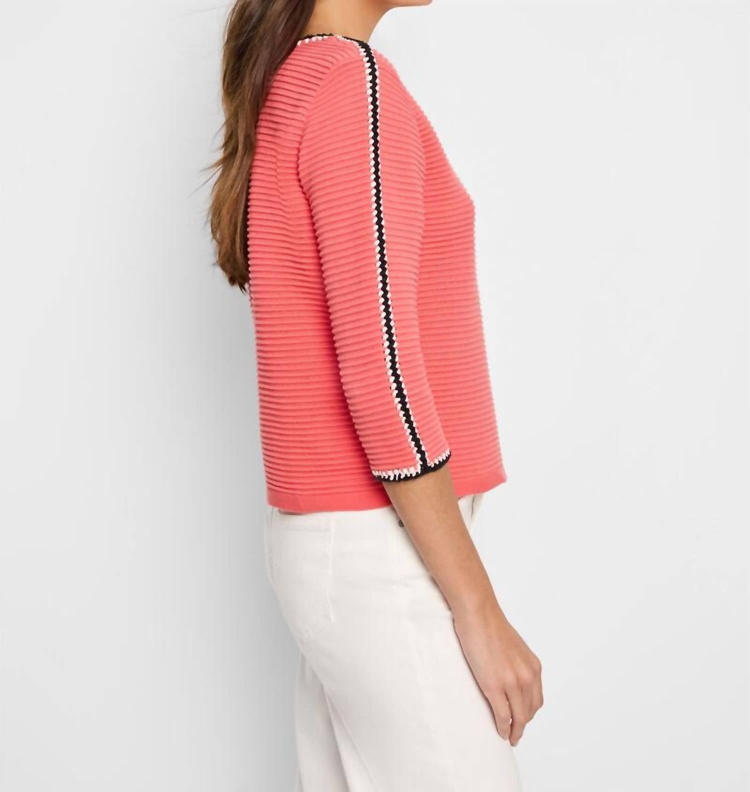 Nzt By Nic+Zoe - Ottoman Stitched Sweater - clothing - crew - pink