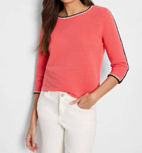 Nzt By Nic+Zoe - Ottoman Stitched Sweater - clothing - crew - pink