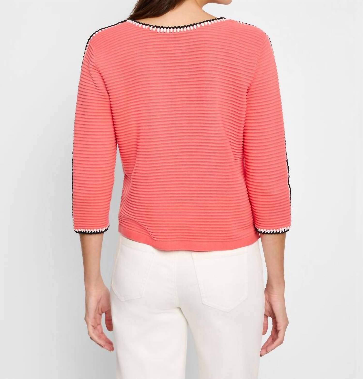 Nzt By Nic+Zoe - Ottoman Stitched Sweater - clothing - crew - pink