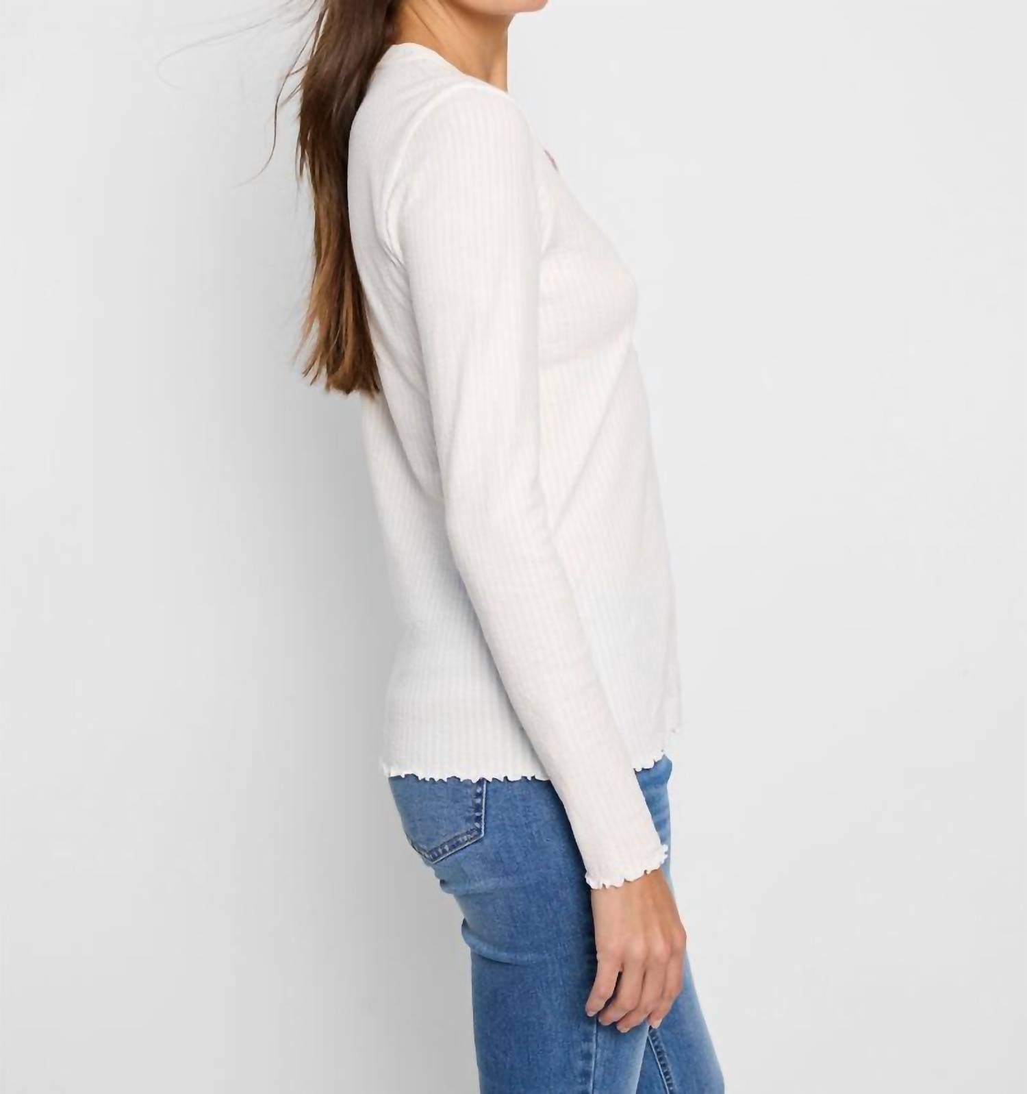 Nzt By Nic+Zoe - Seesucker Long Sleeve Henley Top - clothing - cotton - crew