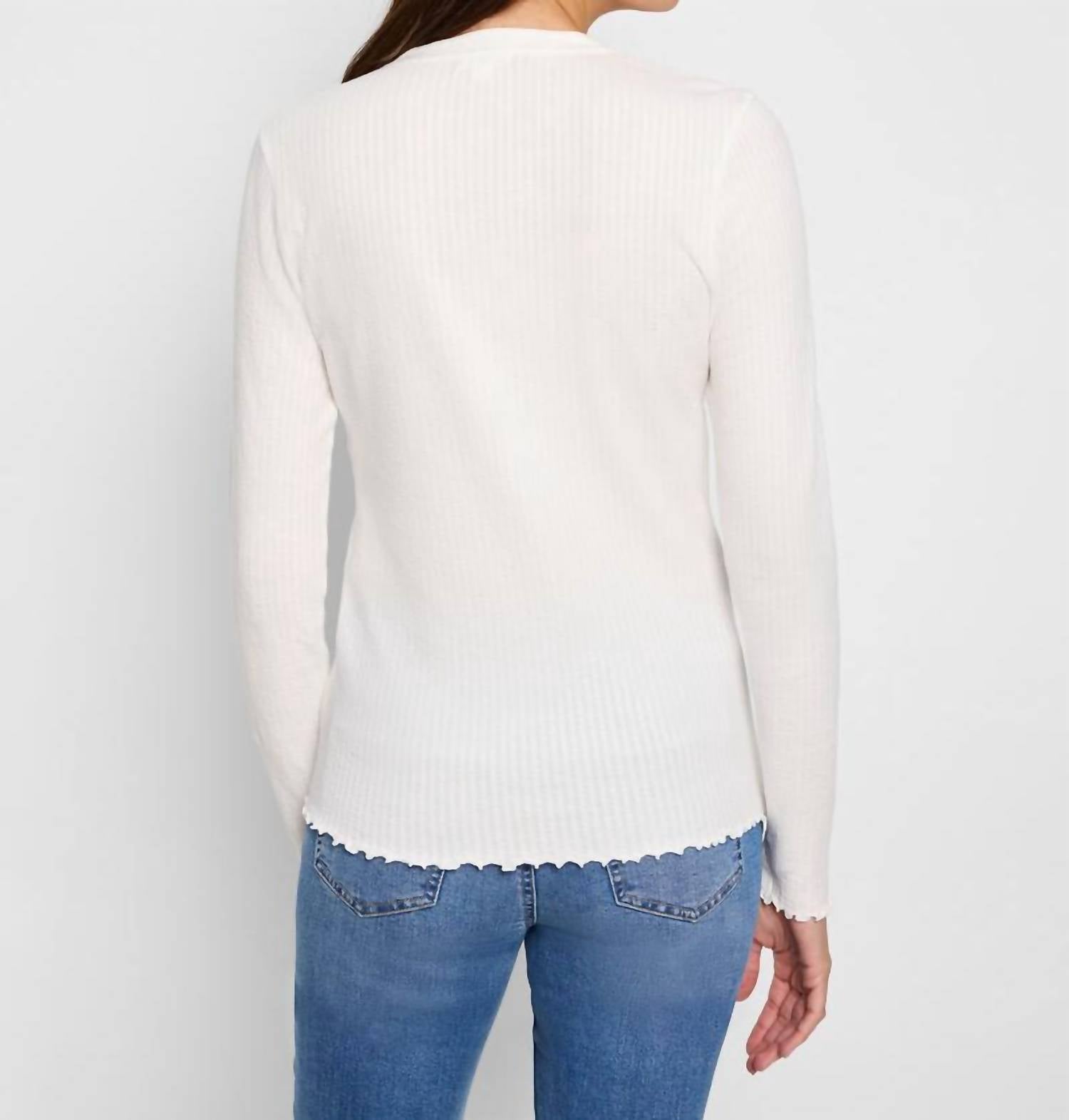 Nzt By Nic+Zoe - Seesucker Long Sleeve Henley Top - clothing - cotton - crew