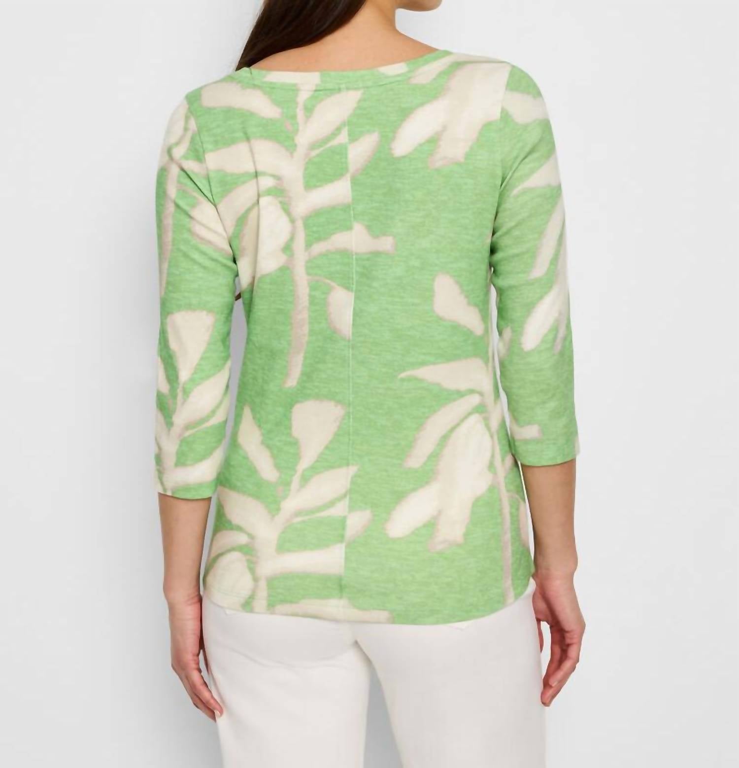 Nzt By Nic+Zoe - Shadow Fern Quarter Sleeve Boat Tee - blouses - clothing - cotton