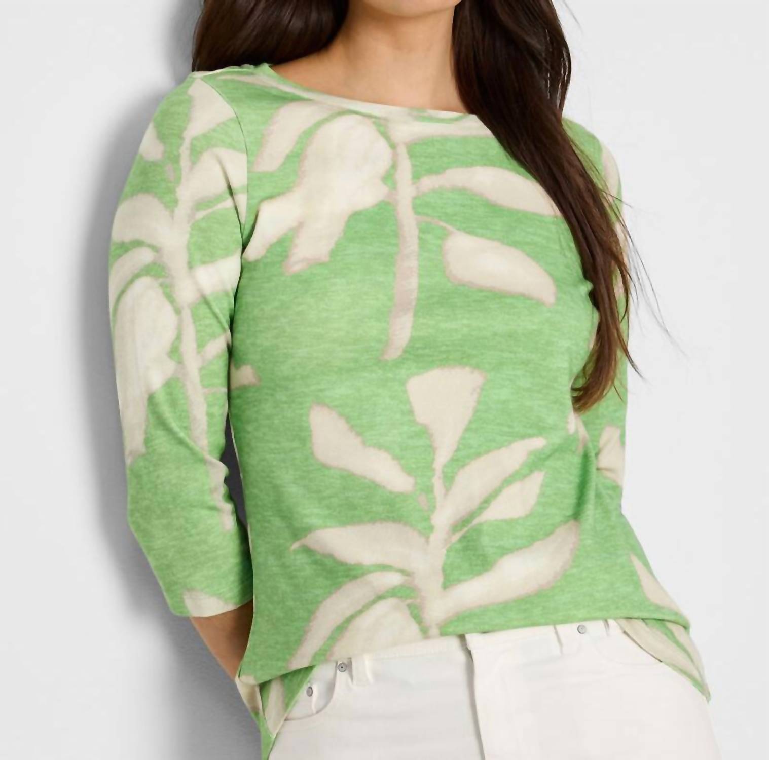 Nzt By Nic+Zoe - Shadow Fern Quarter Sleeve Boat Tee - blouses - clothing - cotton