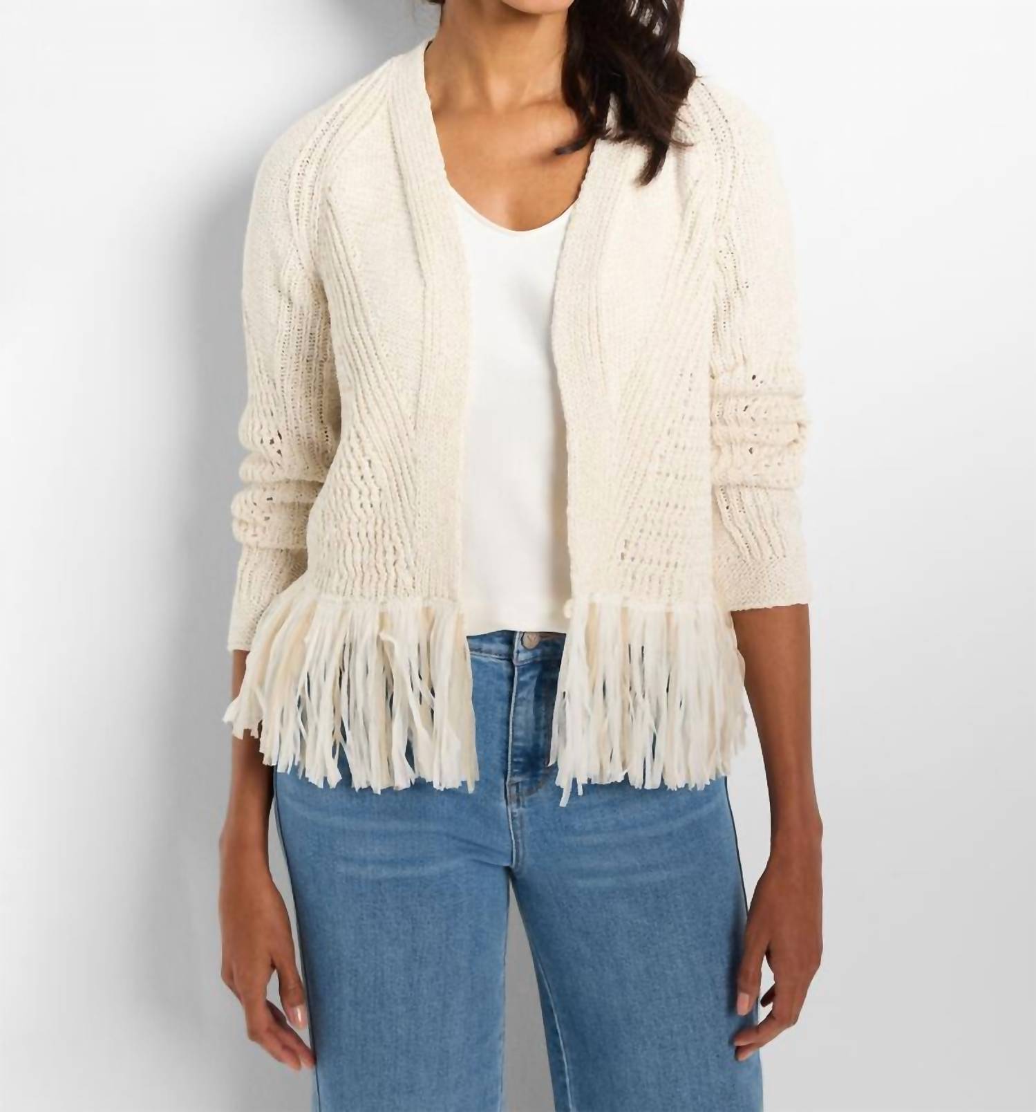 Nzt By Nic+Zoe - Tape Fringe Cardigan - cardigans - clothing - cotton - blend