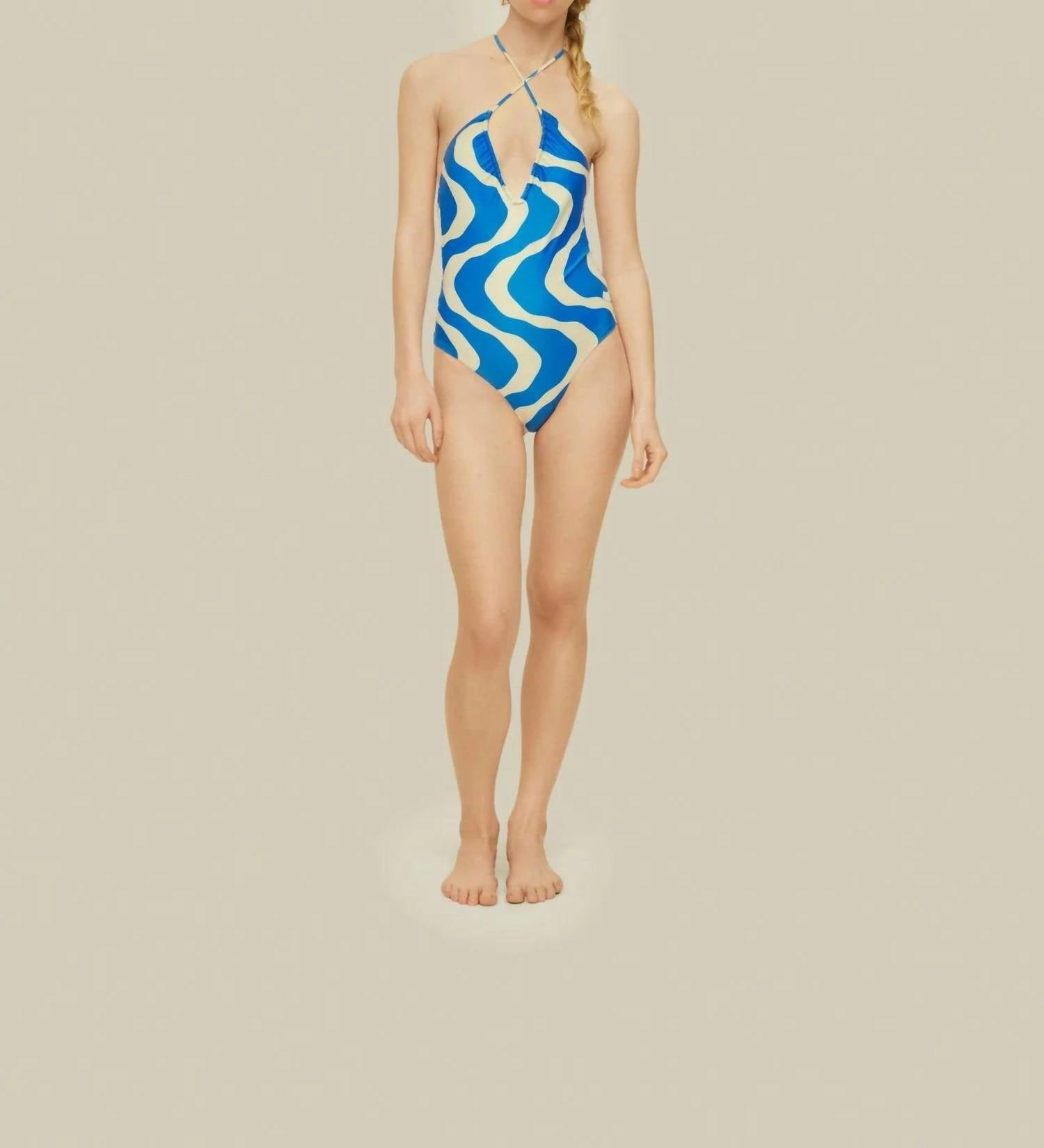 Oas - Rippling Iodio Bathing Suit - blue - clothing - one - pieces