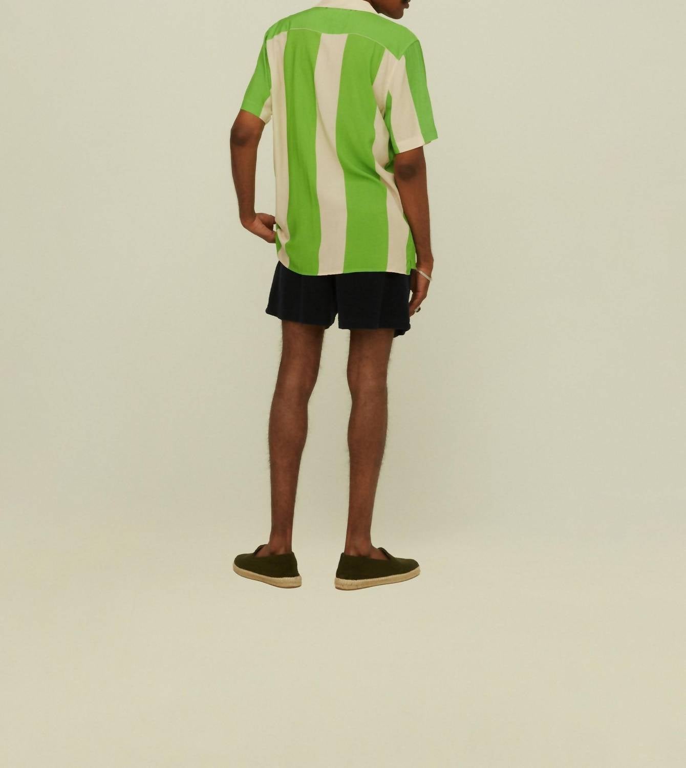 Oas - Stripe Viscose Button Up Shirt - casual - button - down - shirts - clothing - green