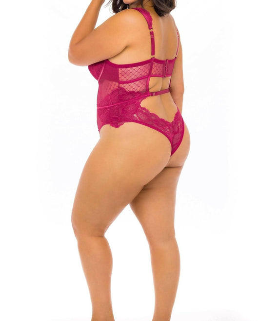 Oh La La Cheri - Harper Floral Lace Teddy - Plus Size - bodysuits - clothing - nylon - blend