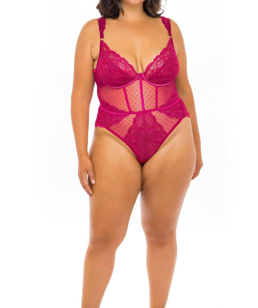 Oh La La Cheri - Harper Floral Lace Teddy - Plus Size - bodysuits - clothing - nylon - blend
