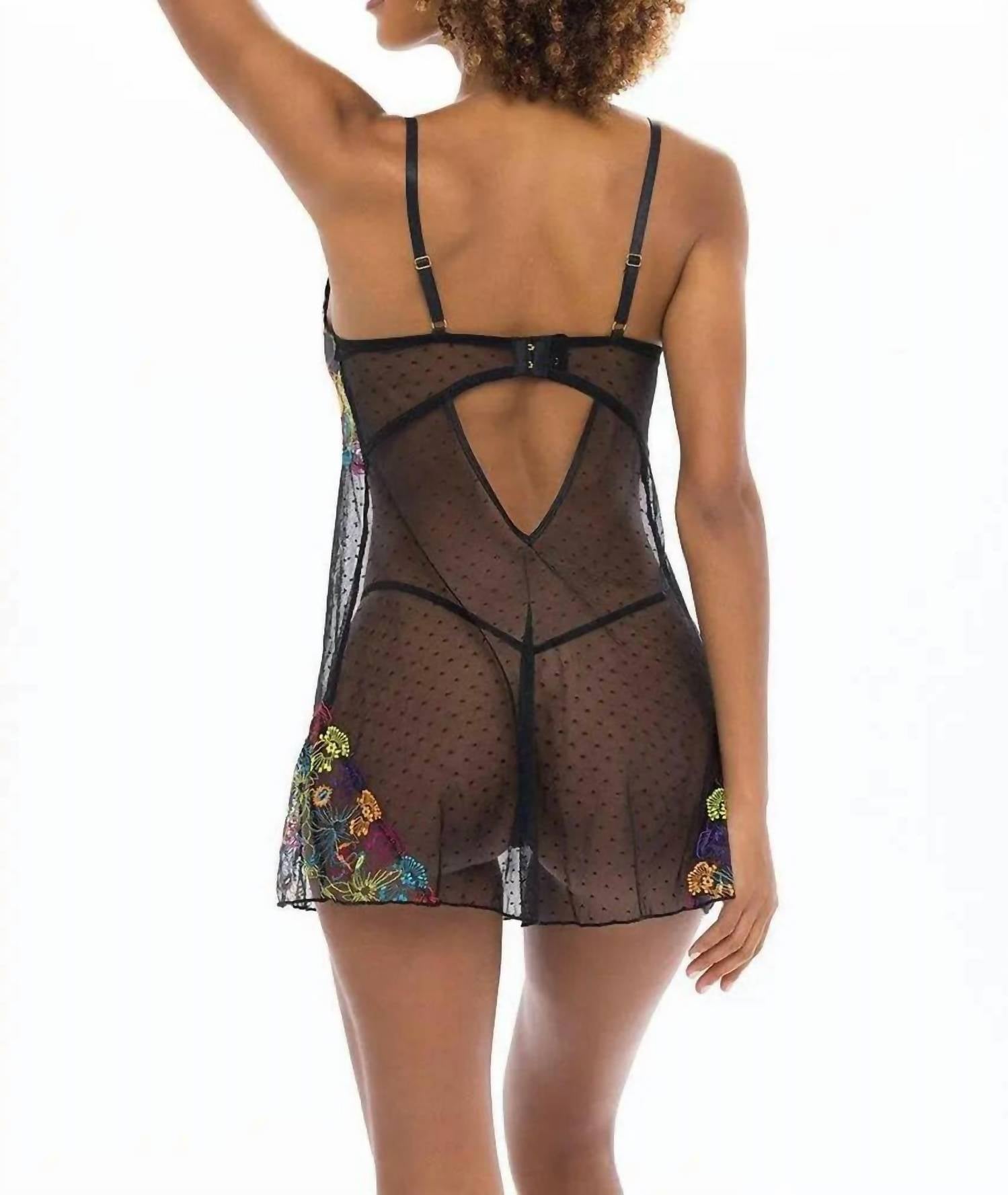 Oh La La Cheri - Isla Embroidered Babydoll - black - women - 