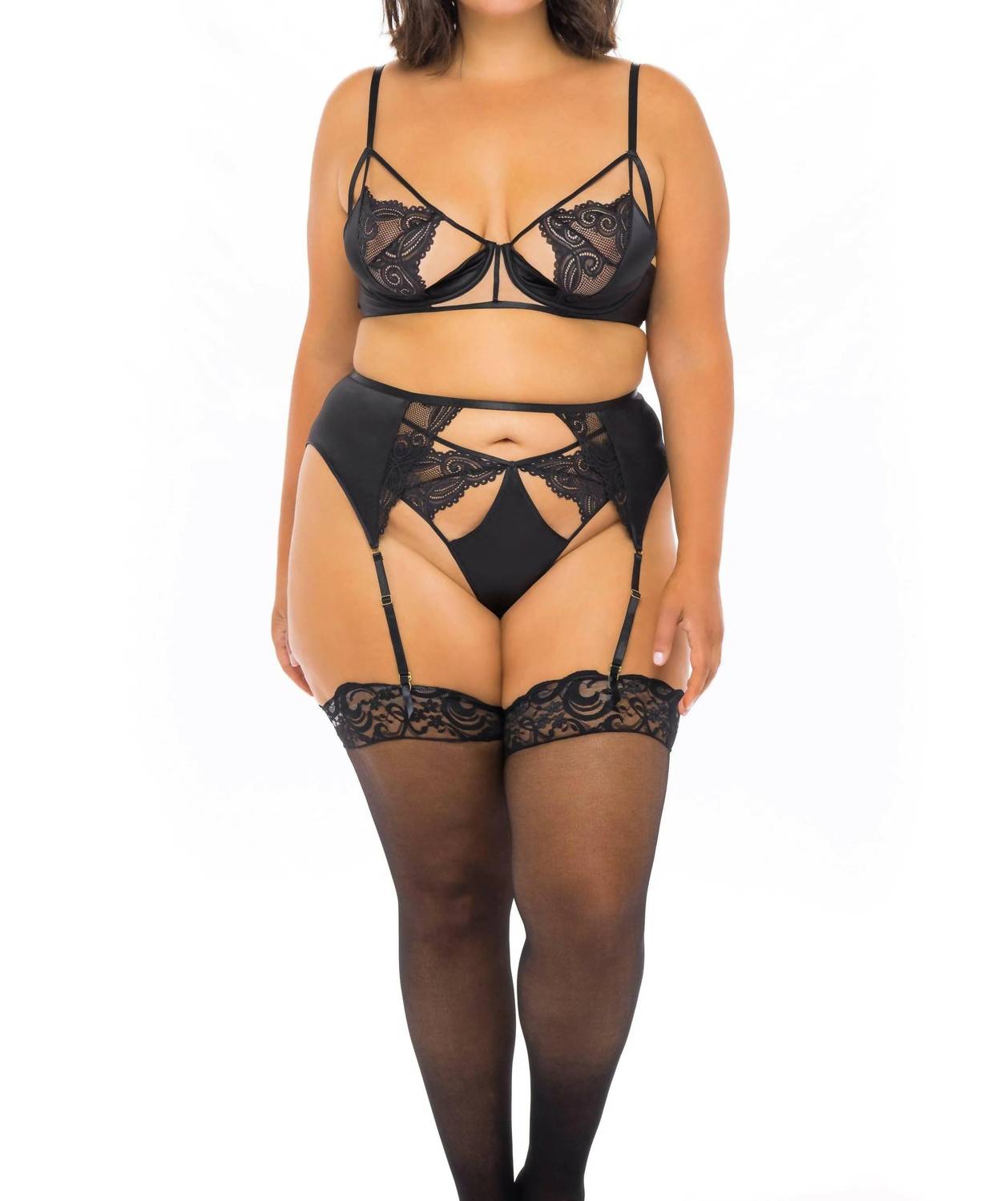 Oh La La Cheri - Ivy 3 Piece Set - plus - black - bras - clothing