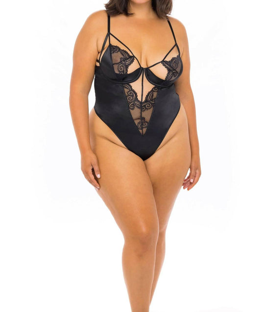 Oh La La Cheri - Ivy Teddy - Plus Size - black - bodysuits - clothing