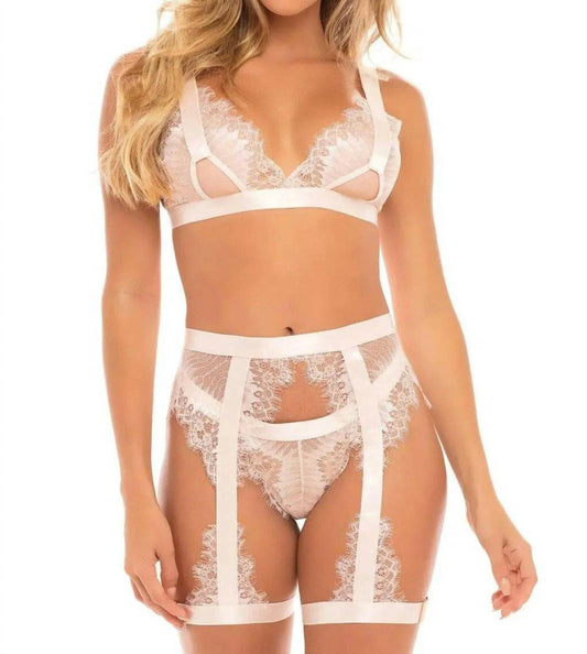 Oh La La Cheri - Janet Eyelash Lace 3 Piece Lingerie Set - bras - clothing - intimates