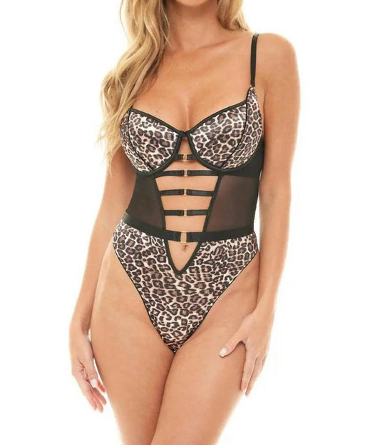 Oh La La Cheri - Journee Leopard Print Teddy - black - bodysuits - clothing