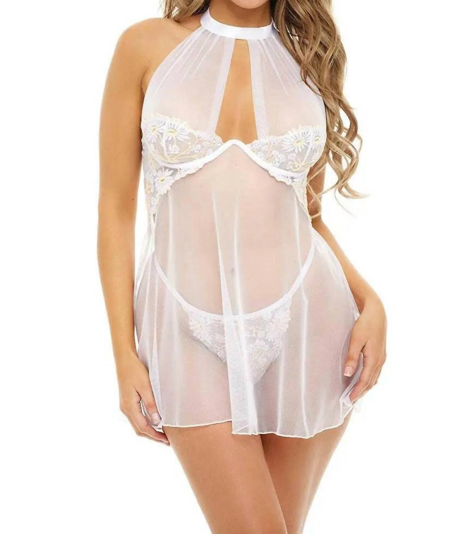 Oh La La Cheri - Lia Floral Embroidered Babydoll - bras - clothing - floral