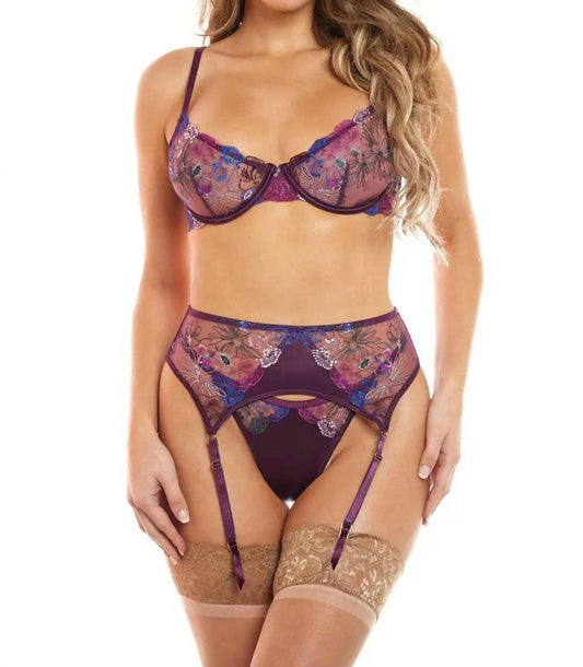 Oh La La Cheri - Londynn Floral 3 Piece Bra Set - bras - clothing - floral