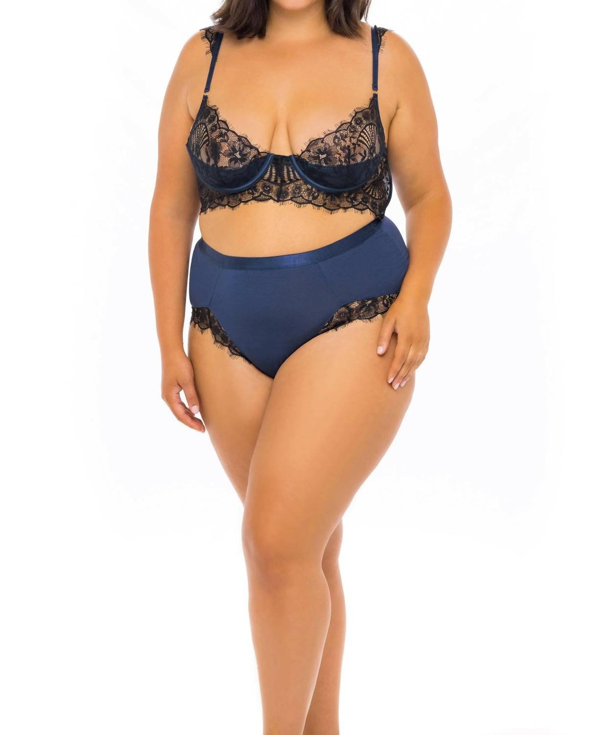 Oh La La Cheri - Nicole 2 Piece Bra Set - Plus - blue - bras - clothing