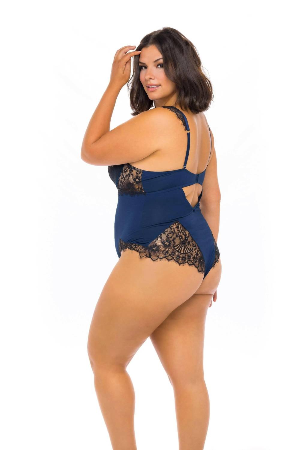 Oh La La Cheri - Nicole Teddy - Plus - blue - bodysuits - clothing