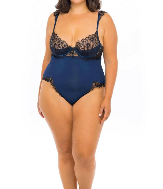 Oh La La Cheri - Nicole Teddy - Plus - blue - bodysuits - clothing