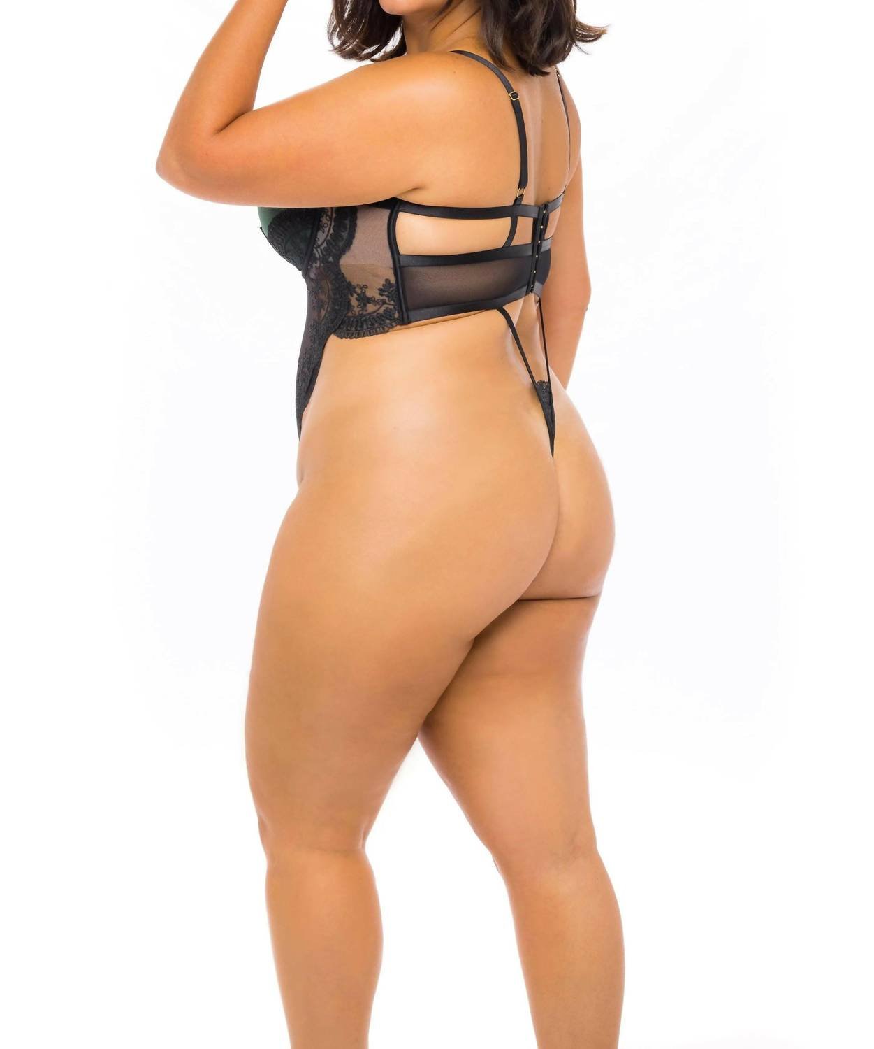 Oh La La Cheri - Paulette Embroidered Teddy - Plus - black - bras - clothing