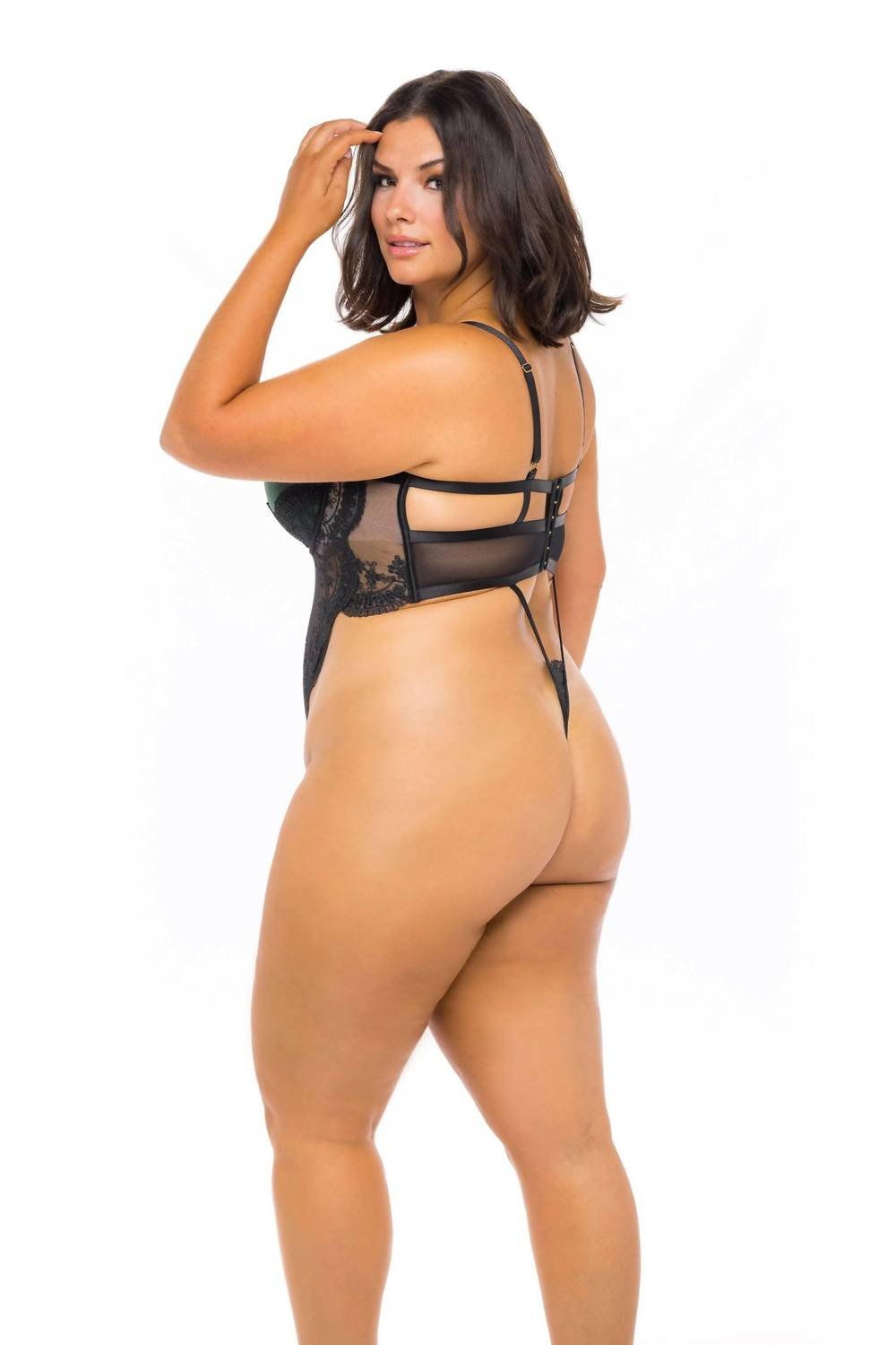 Oh La La Cheri - Paulette Embroidered Teddy - Plus - black - bras - clothing