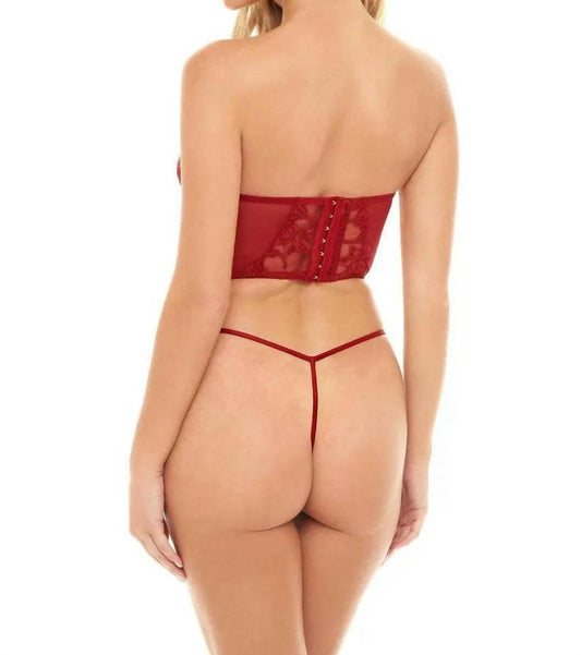 Oh La La Cheri - Roux Floral Embroidery Strapless Bustier Set - bras - clothing - intimates