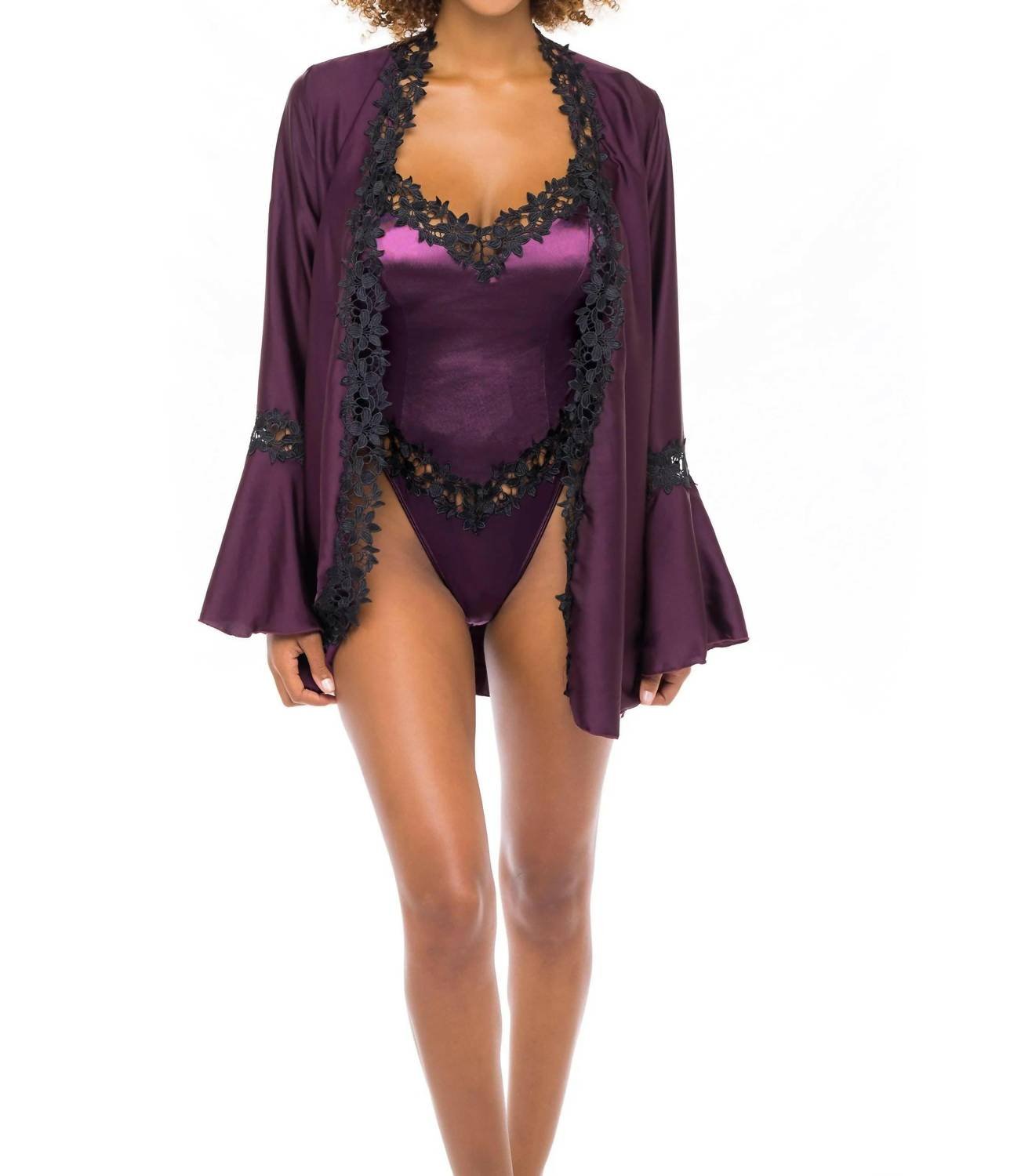 Oh La La Cheri - Thea Embroidered Short Robe - clothing - intimates - loungewear