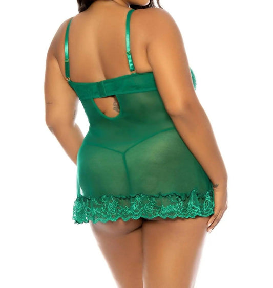 Oh La La Cheri - Valentine Babydoll - Plus - bras - clothing - green
