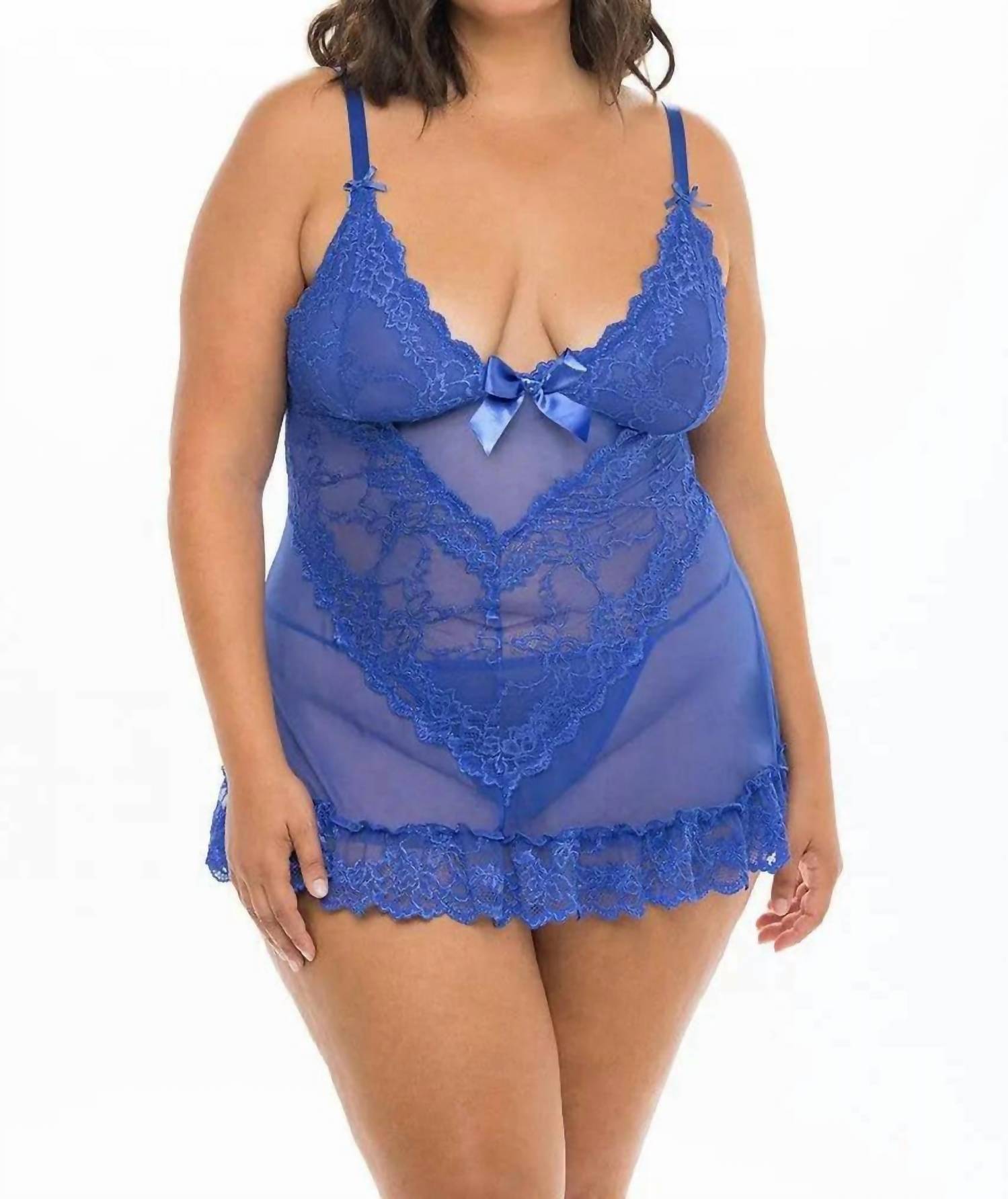 Oh La La Cheri - Valentine Babydoll - Plus - blue - bras - clothing