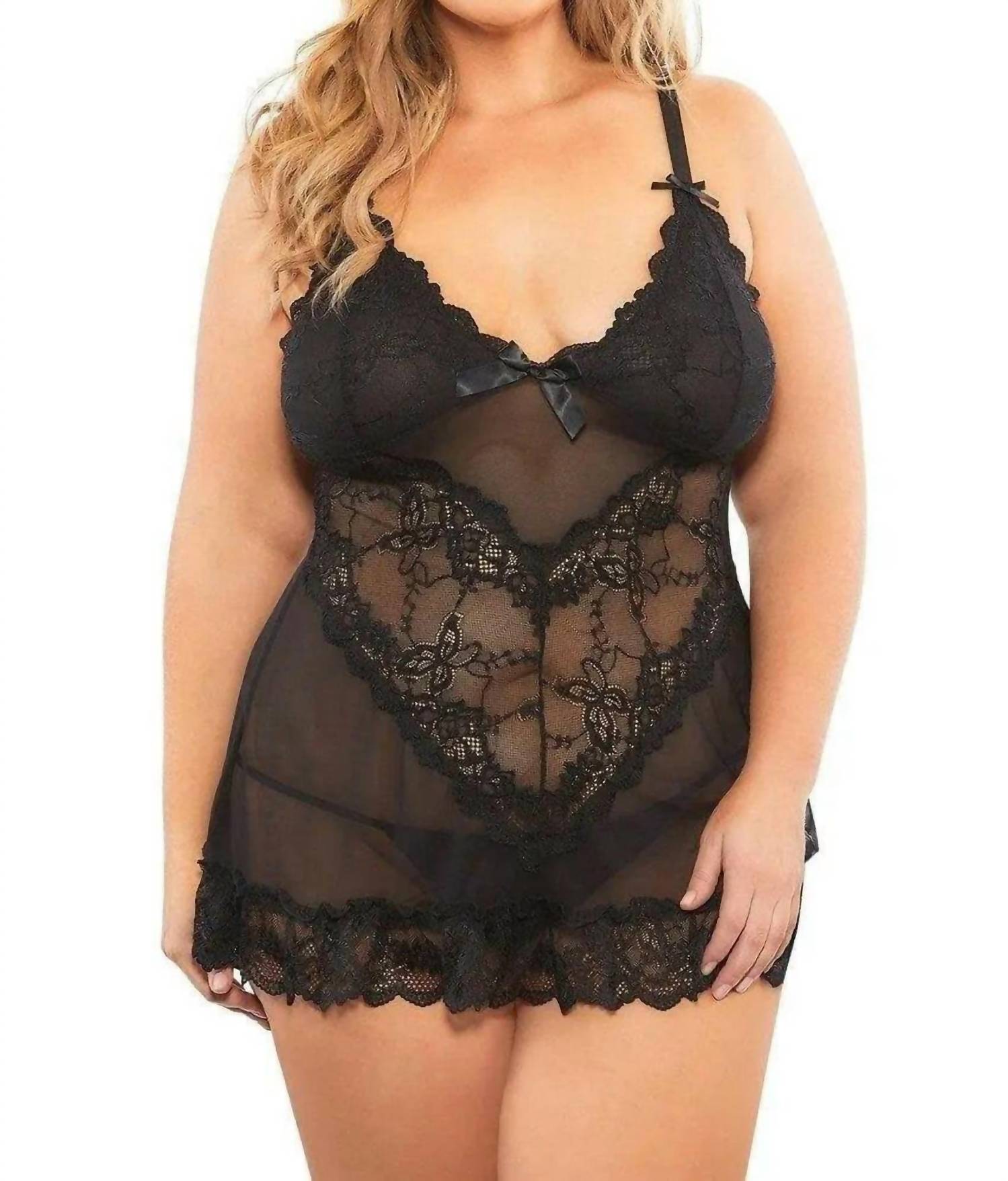 Oh La La Cheri - Valentine Babydoll - Plus - black - bras - clothing
