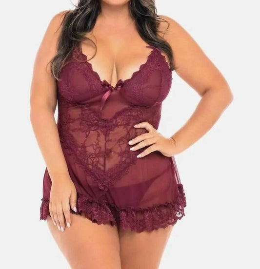 Oh La La Cheri - Valentine Babydoll - Plus - bras - clothing - grey