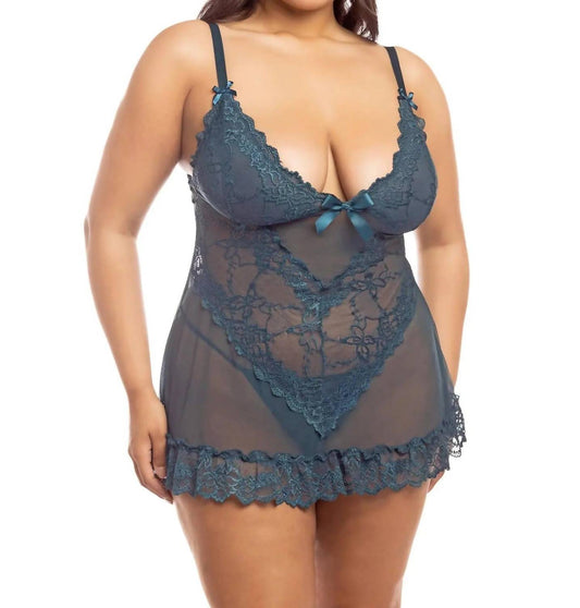 Oh La La Cheri - Valentine Babydoll - Plus - blue - bras - clothing