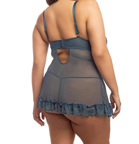 Oh La La Cheri - Valentine Babydoll - Plus - blue - bras - clothing