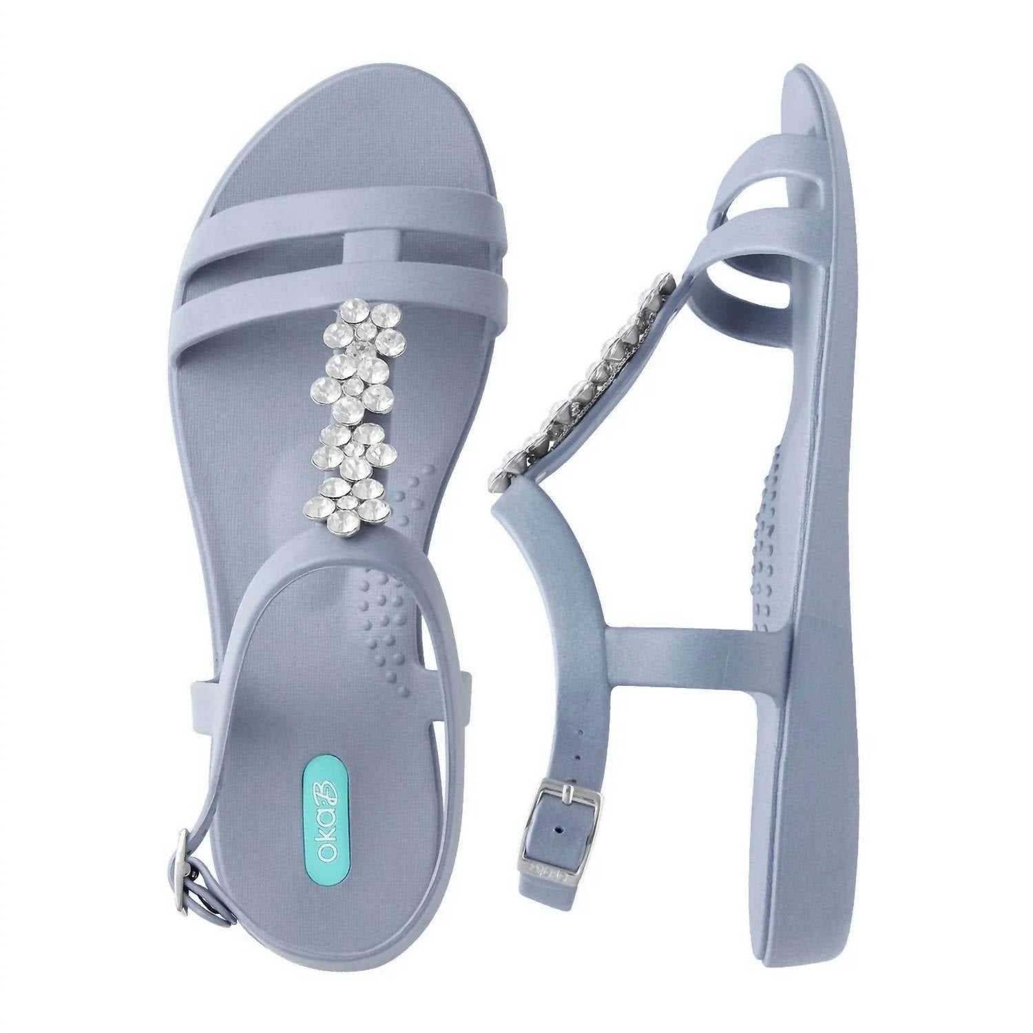 Oka - B - Women's Tally Rhinestone Sandal - blue - sandals - shoes