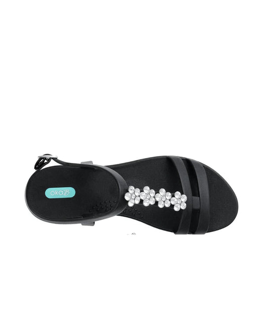 Oka - B - Women's Tally Rhinestone Sandal - black - sandals - shoes