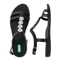 Oka - B - Women's Tally Rhinestone Sandal - black - sandals - shoes