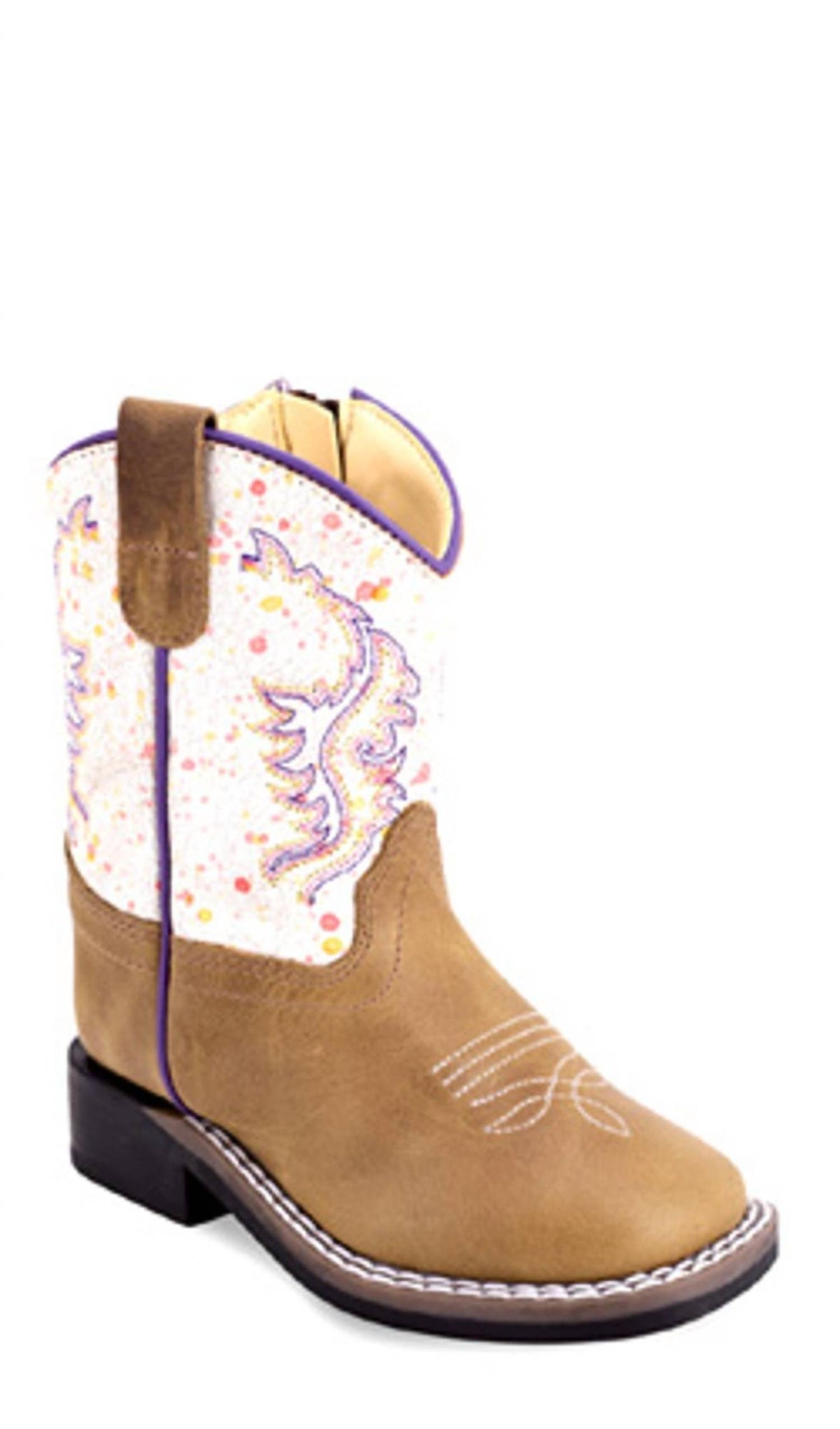 Old West - Kids Leather Zip Cowboy Boots