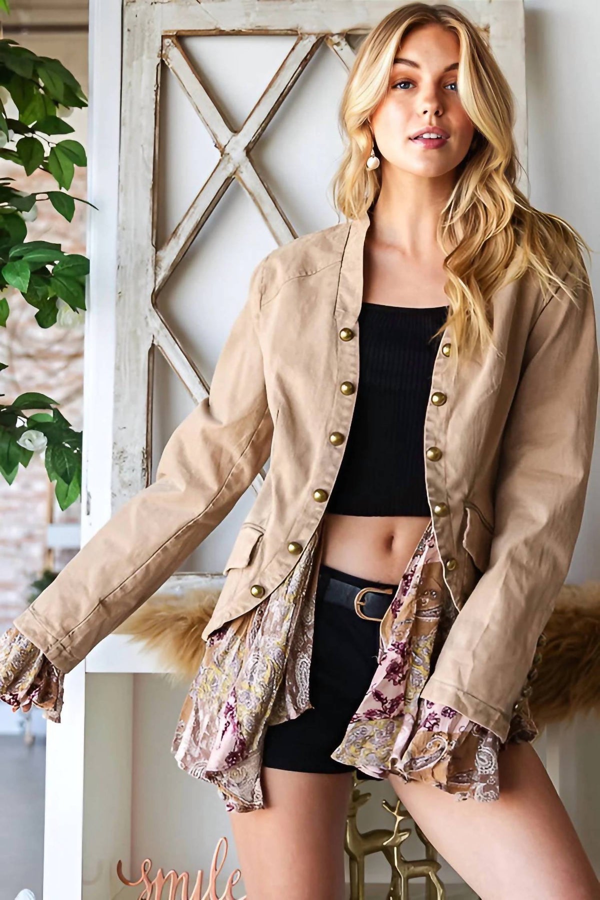 Oli & Hali - Printed Ruffle Long Sleeve Jacket