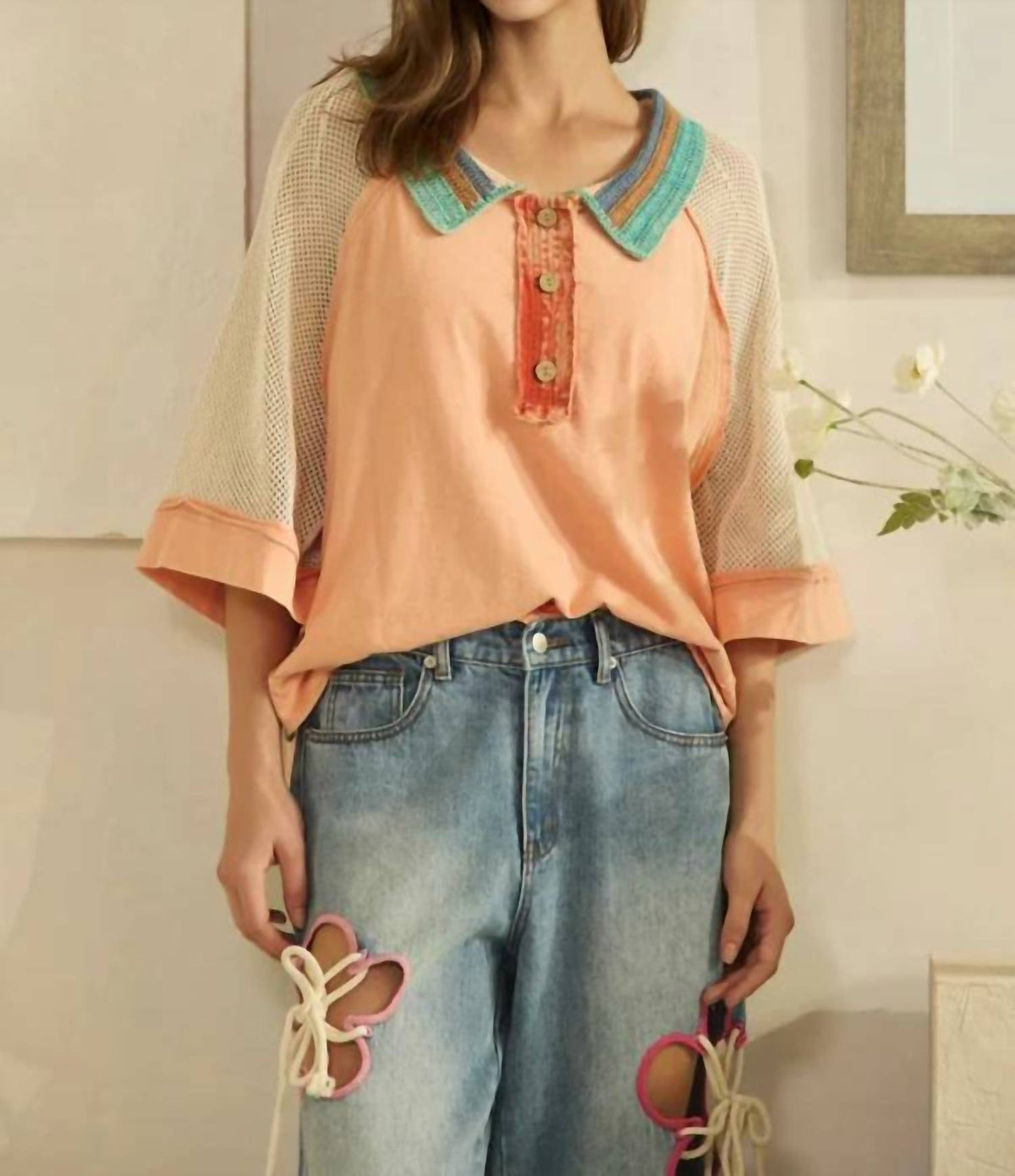 Oli & Hali - Samantha Crochet Collared Top