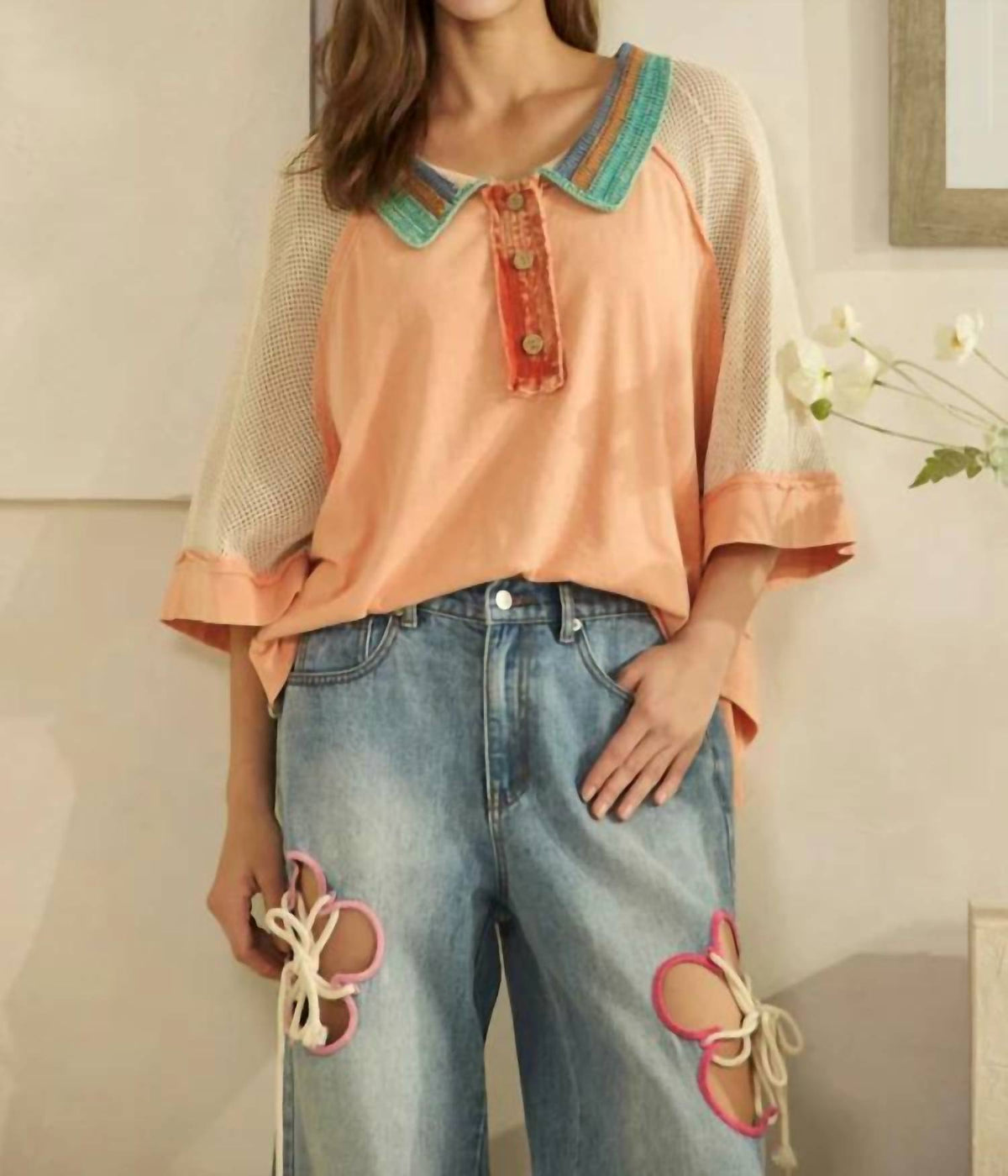 Oli & Hali - Samantha Crochet Collared Top