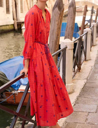 Oliphant - Cuff Sleeve Tie Waist Maxi Dress