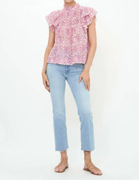 Oliphant - Pintuck Ruffle Top - blouses - clothing - patterned