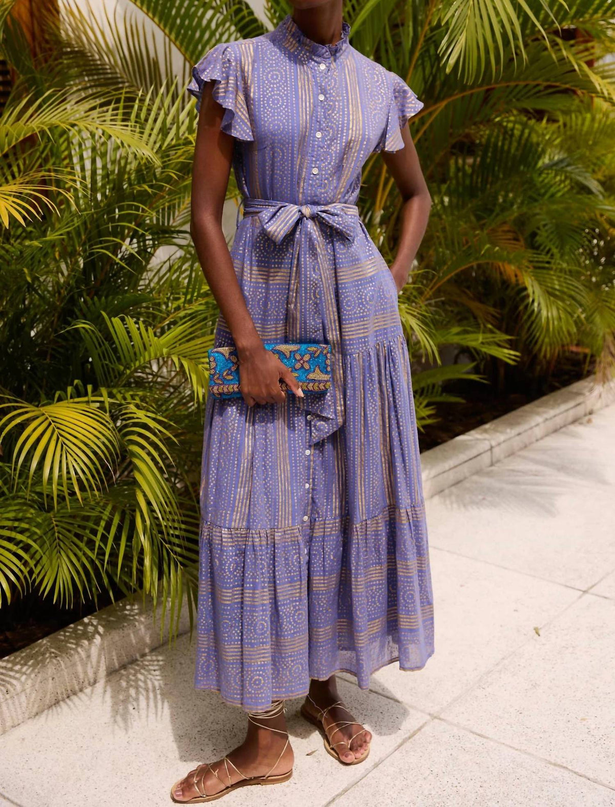 Oliphant - Ruffle Collar Button Midi Dress