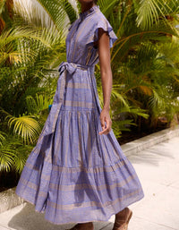 Oliphant - Ruffle Collar Button Midi Dress